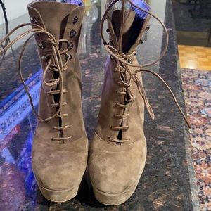 Hi heel platform suede booties